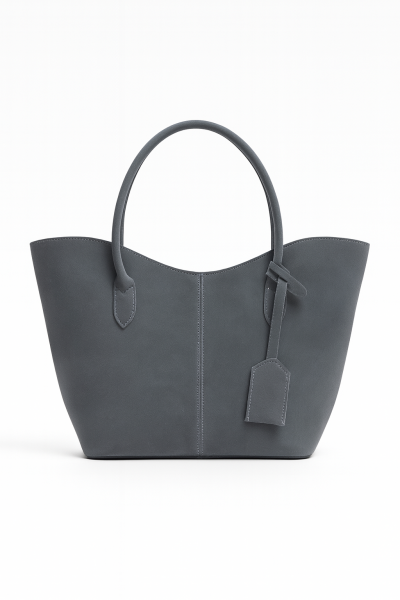 Alina Shopper Süet Omuz Çantası Gri