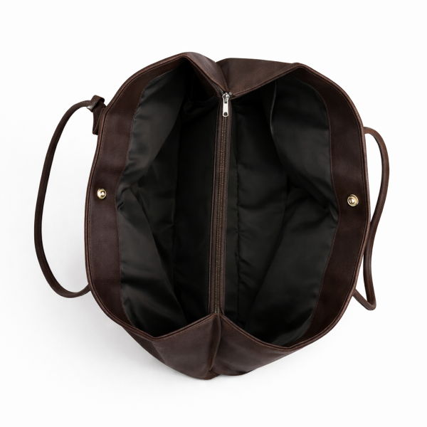 3 Bölmeli Süet Omuz Çantası Vanessa Acı Kahve Deri