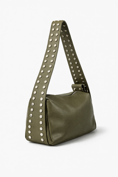 ZIMBA DETAYLI OMUZ ÇANTASI BİANCA DERİ HAKİ