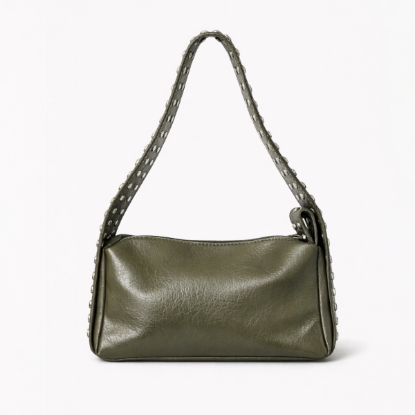 ZIMBA DETAYLI OMUZ ÇANTASI BİANCA DERİ HAKİ