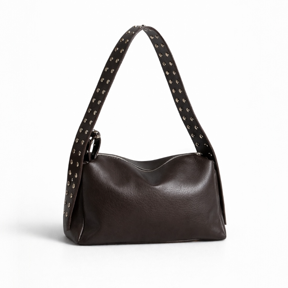 ZIMBA DETAYLI OMUZ ÇANTASI BİANCA DERİ ACI KAHVE