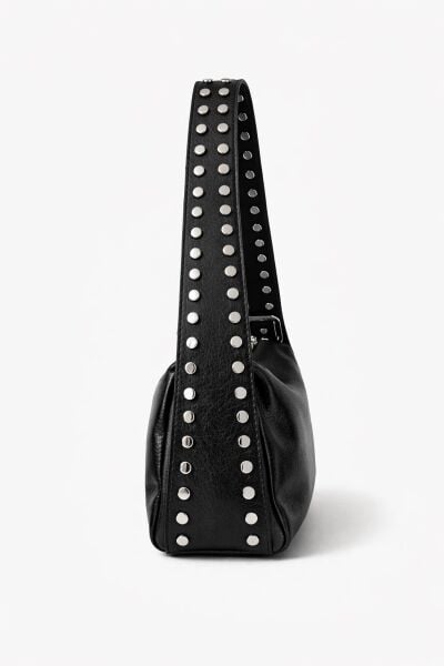 ZIMBA DETAYLI OMUZ ÇANTASI BİANCA DERİ SİYAH