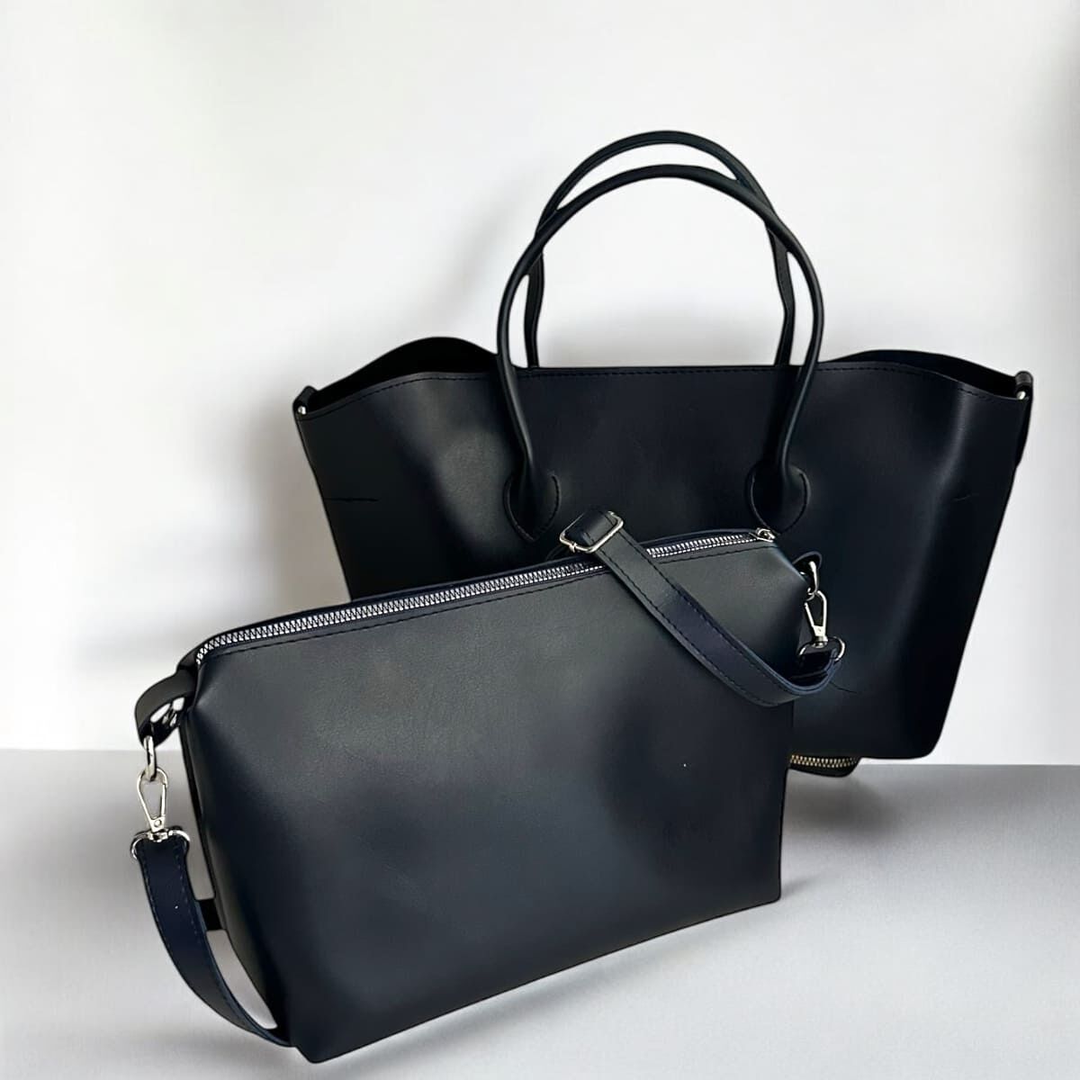 Premium Kalite 2'li Çanta Seti Femme Lacivert